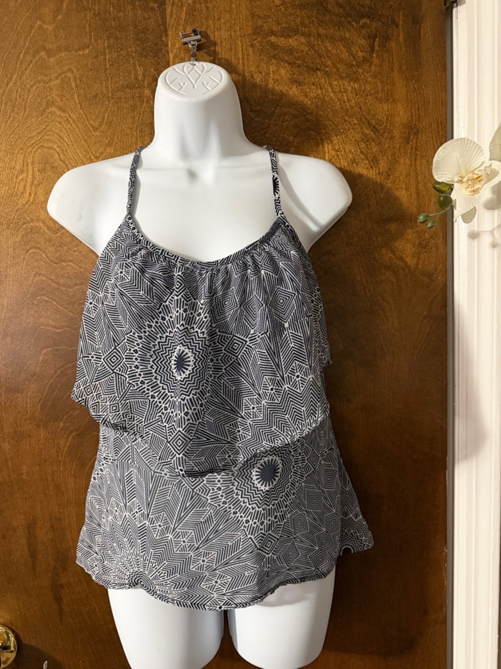 Kirra Black and White Geometric Layered Camisole